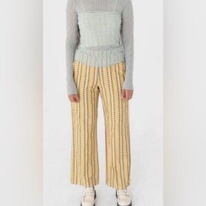 Anthropologie Find Me Now Yellow Orange Checkered Wide Leg Pants XS